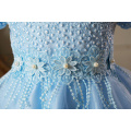 Vestido de fiesta bordado de Navidad ropa de niños azul flores de alta calidad de manga corta para bebés niñas de alta clase vestido de navidad